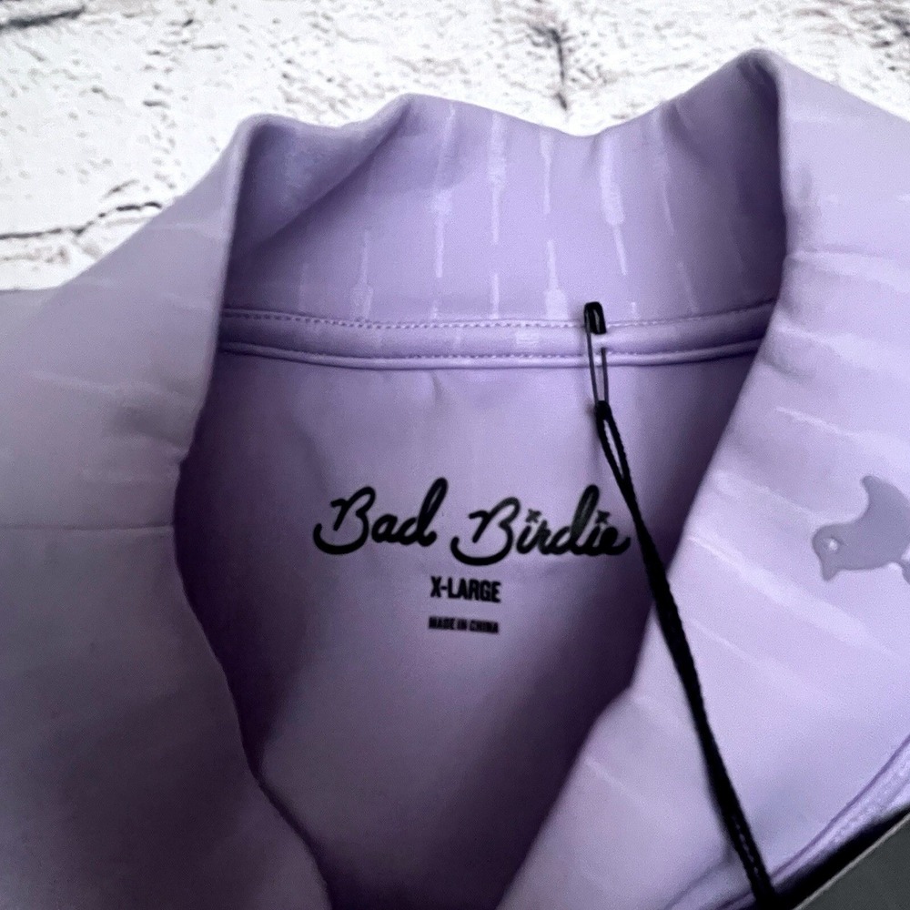 NWT Bad Birdie The Links Mock Neck Cattails XL Fitted Golf Top $80 3/4 Lavender - Picture 8 of 8